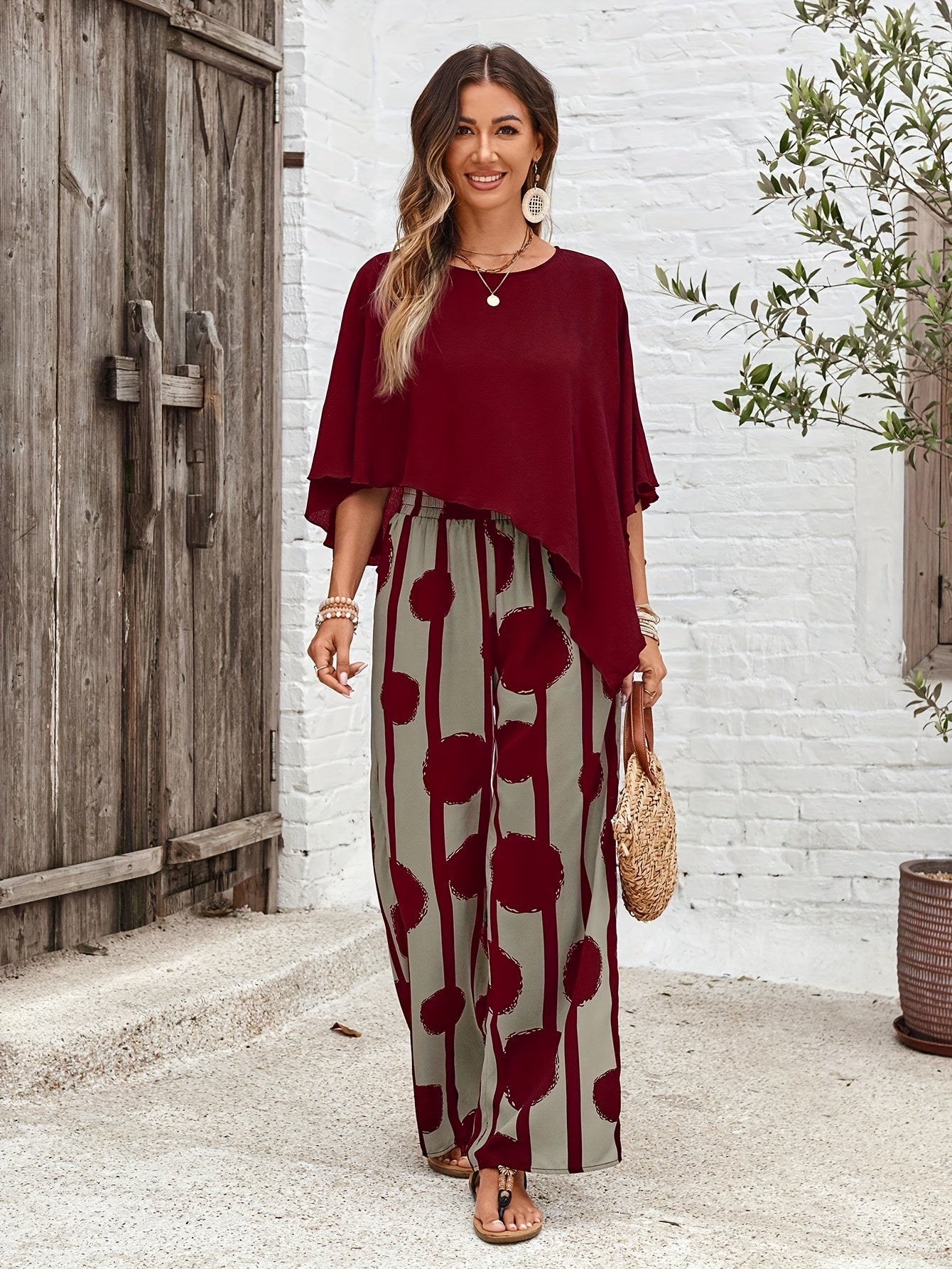 Elegant Asymmetric Hem Top & Pants Set