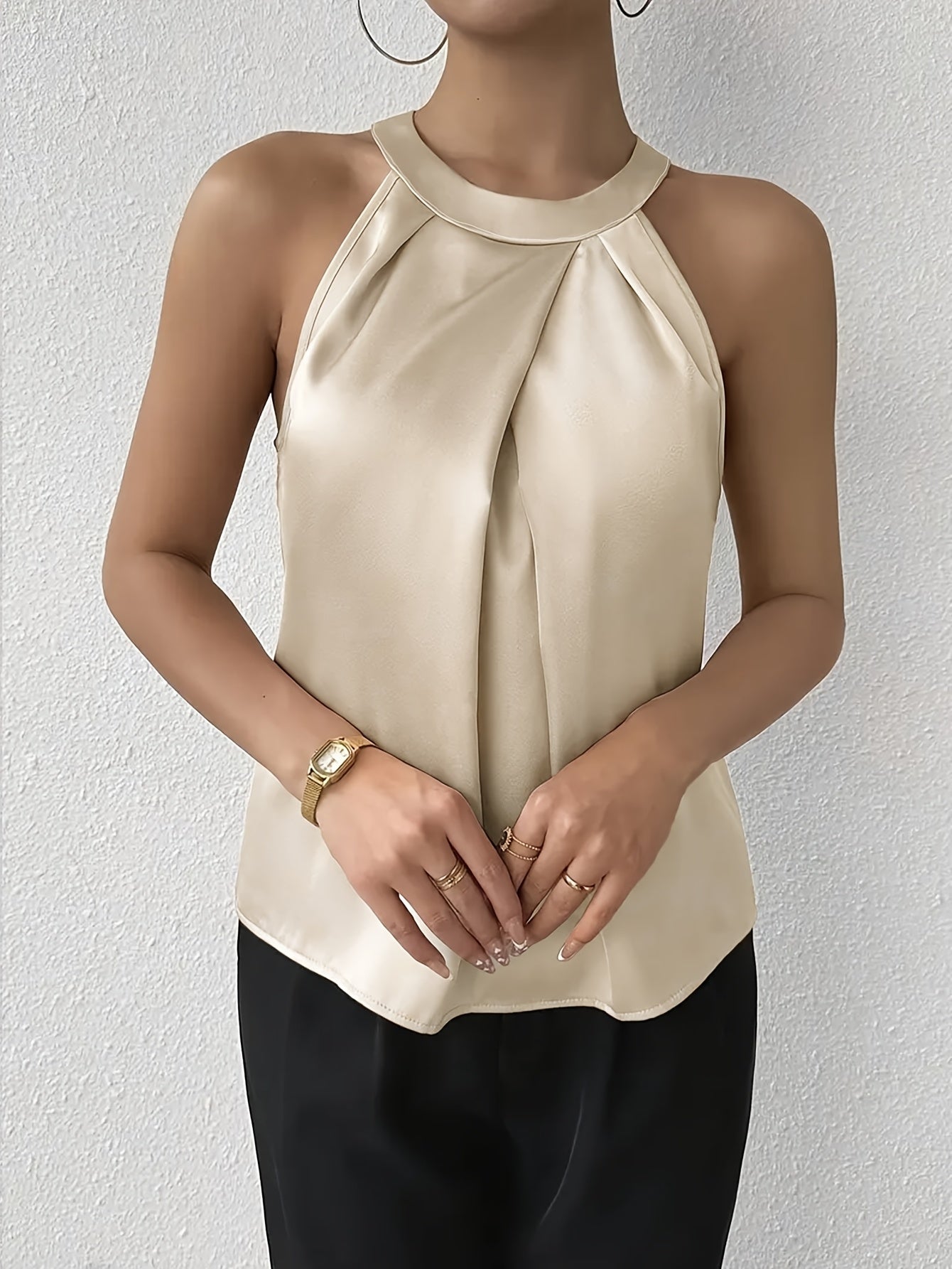 Elegant Halter Neck Satin Vest