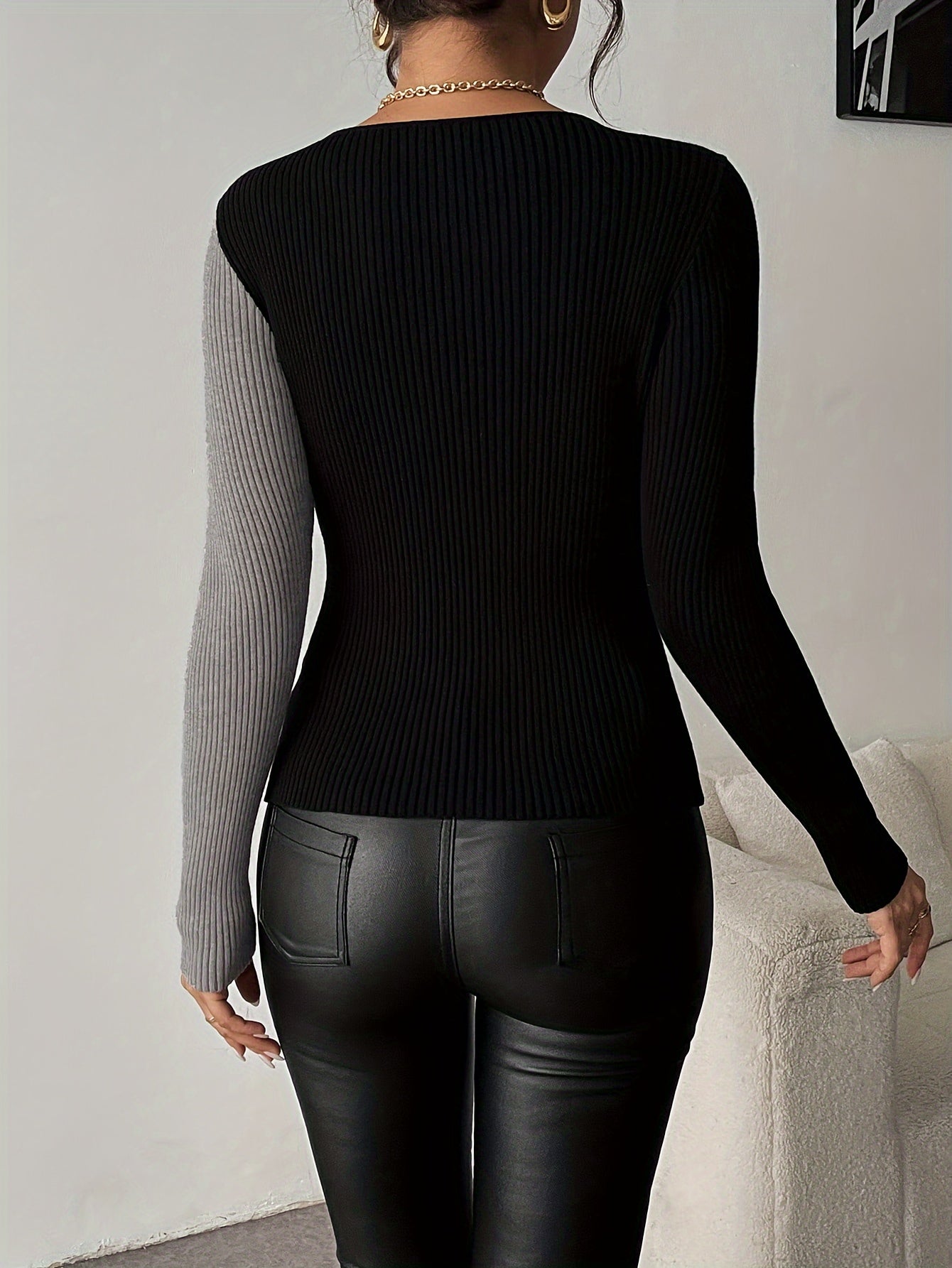 Viscose Blend, Long Sleeve, Solid Color for Spring/Autumn