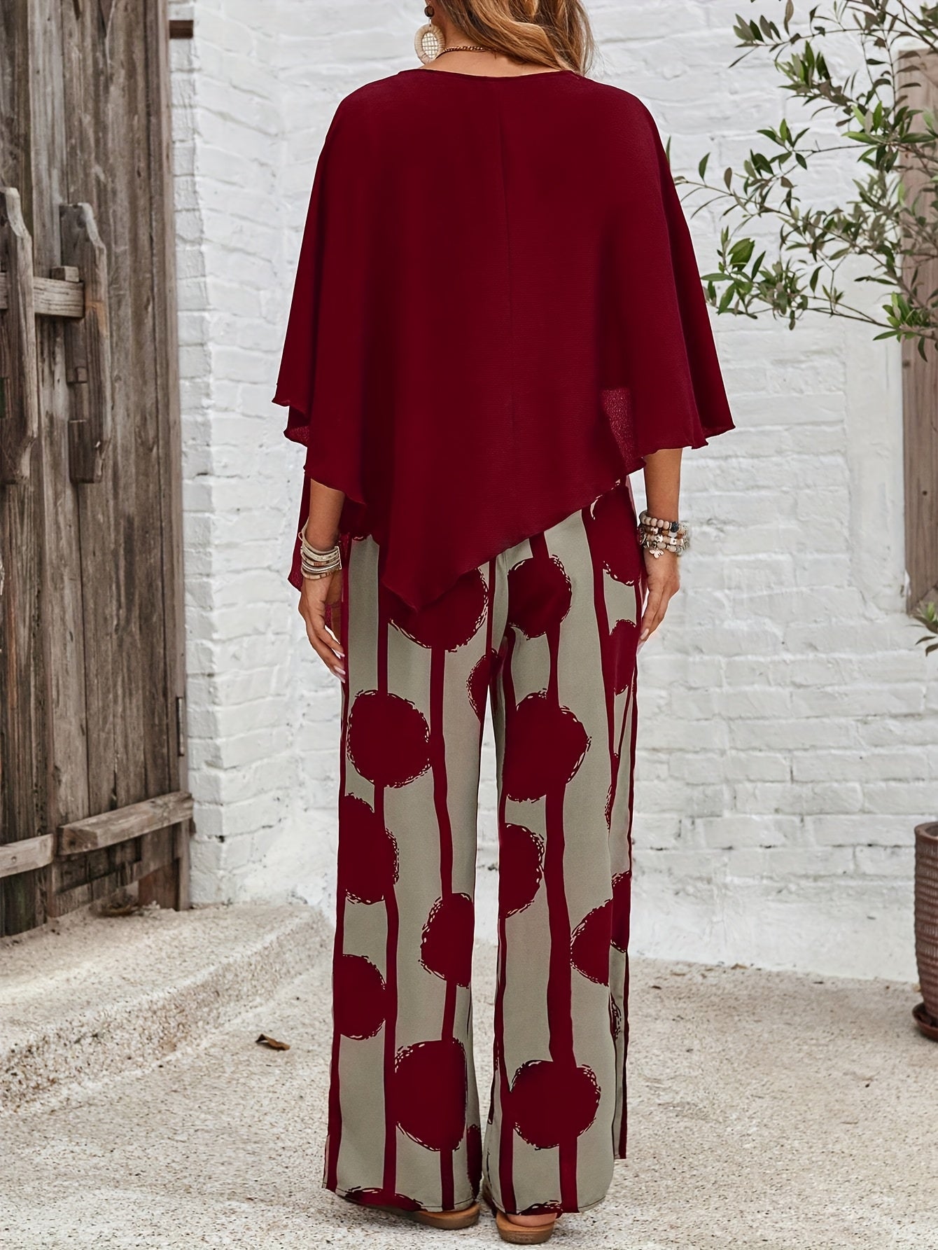 Elegant Asymmetric Hem Top & Pants Set
