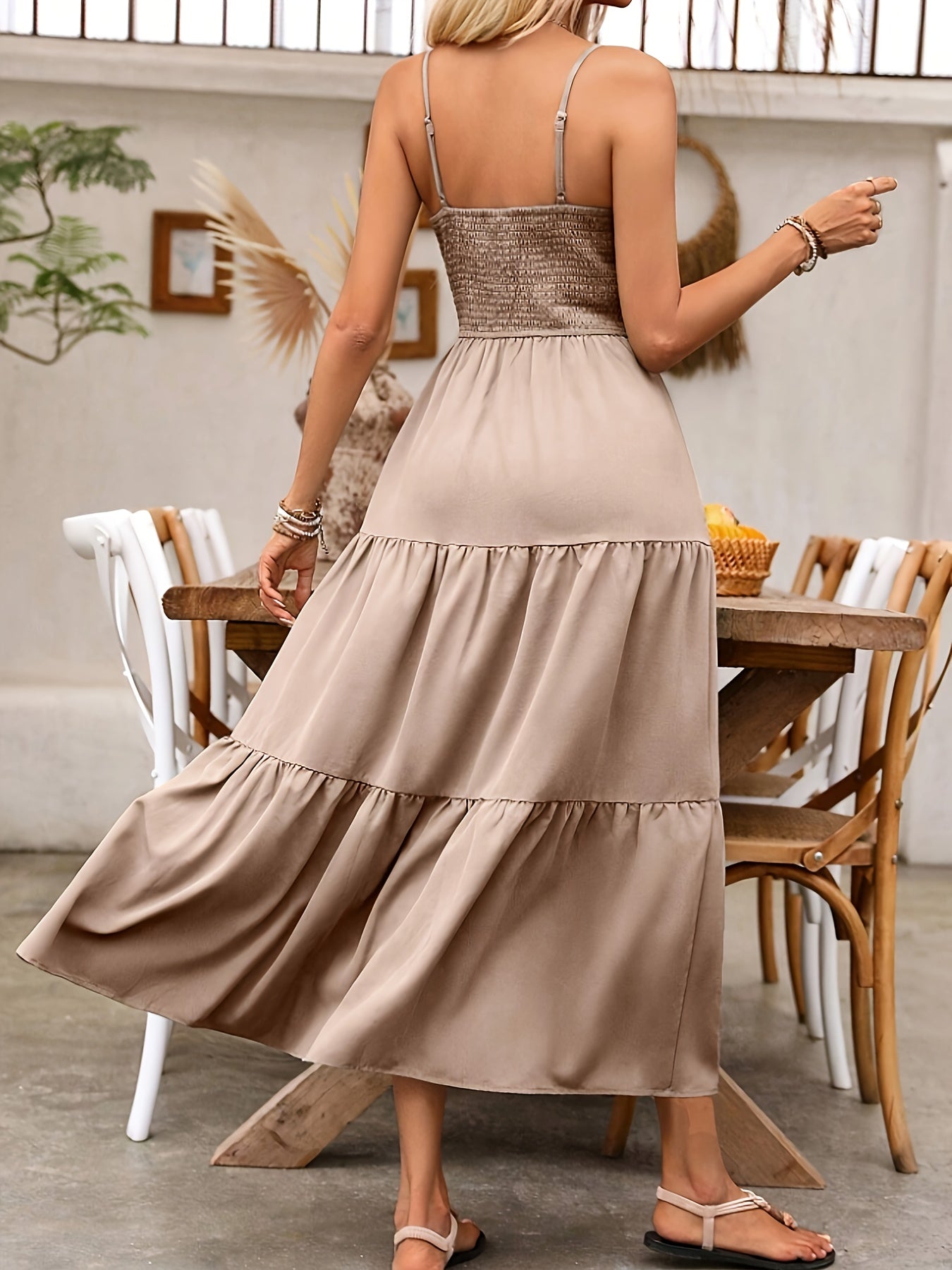 Elegant Maxi Dress with Gathered Waist