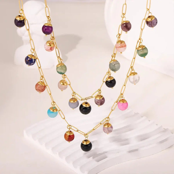 18k Gold Plated Natural Stone Necklace