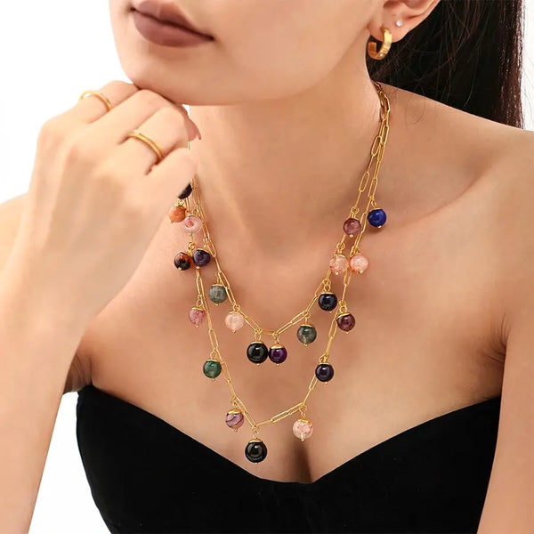 18k Gold Plated Natural Stone Necklace
