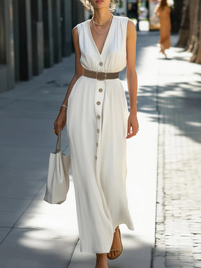 Elegant V-Neck Sleeveless Dress