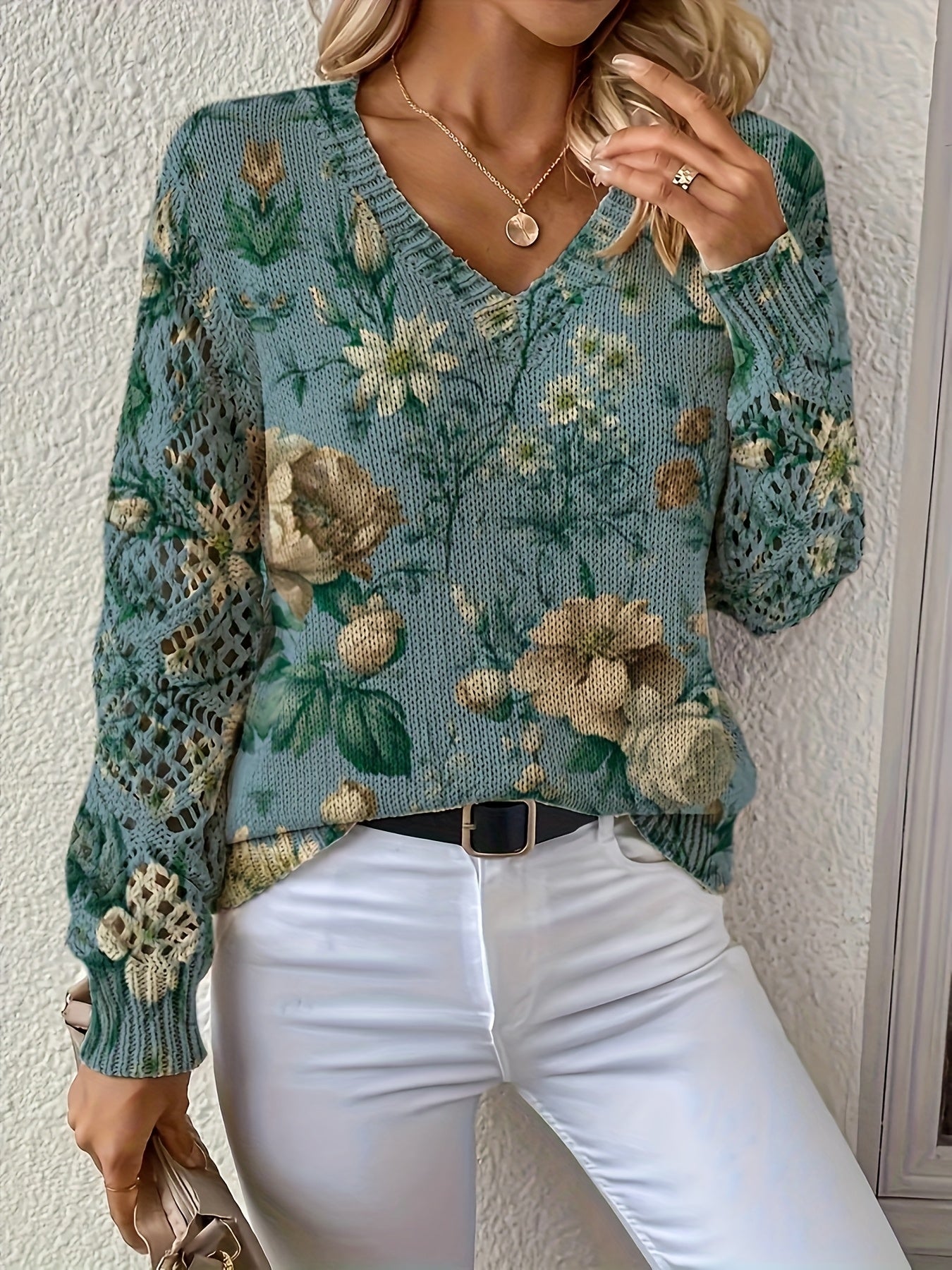 Bohemian Floral Lace V-Neck Top