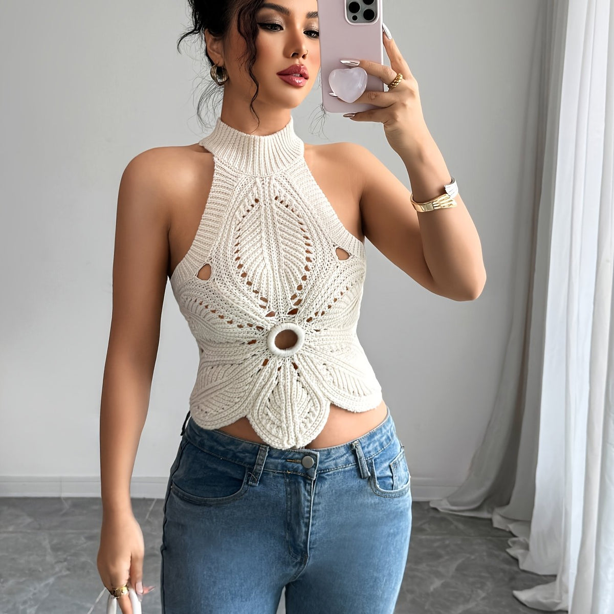 Elegant Halter Neck Crochet ToP