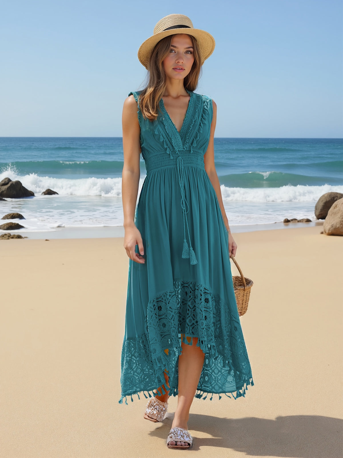 Elegant V-Neck Lace Dress