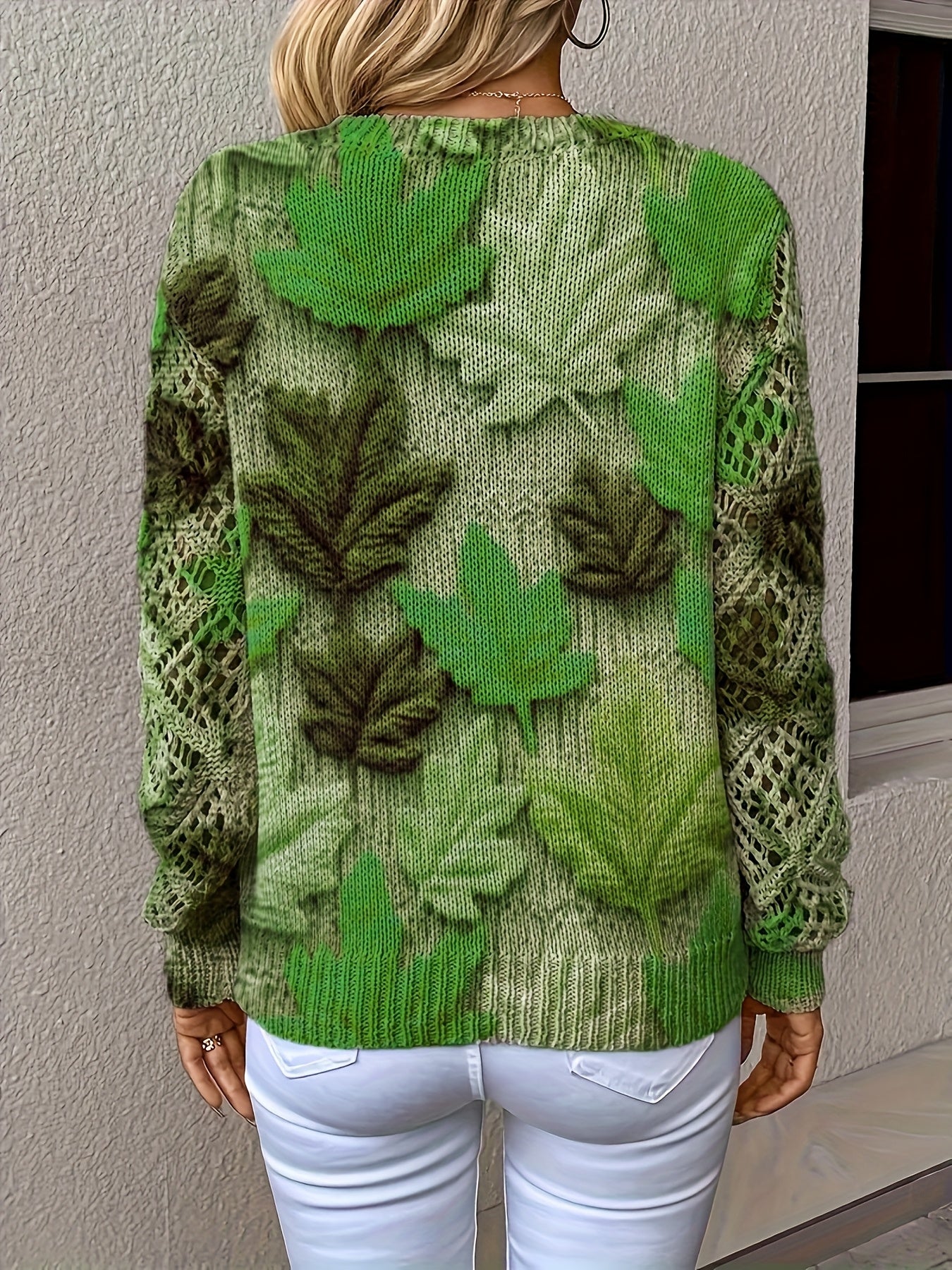 Bohemian V-Neck Maple Leaf Sweater