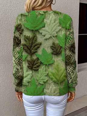 Bohemian V-Neck Maple Leaf Sweater