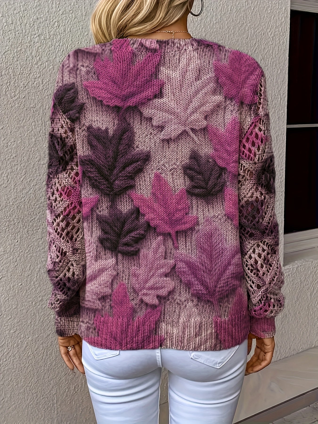 Bohemian V-Neck Maple Leaf Sweater