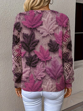 Bohemian V-Neck Maple Leaf Sweater