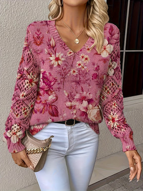 Bohemian Floral Lace V-Neck Top