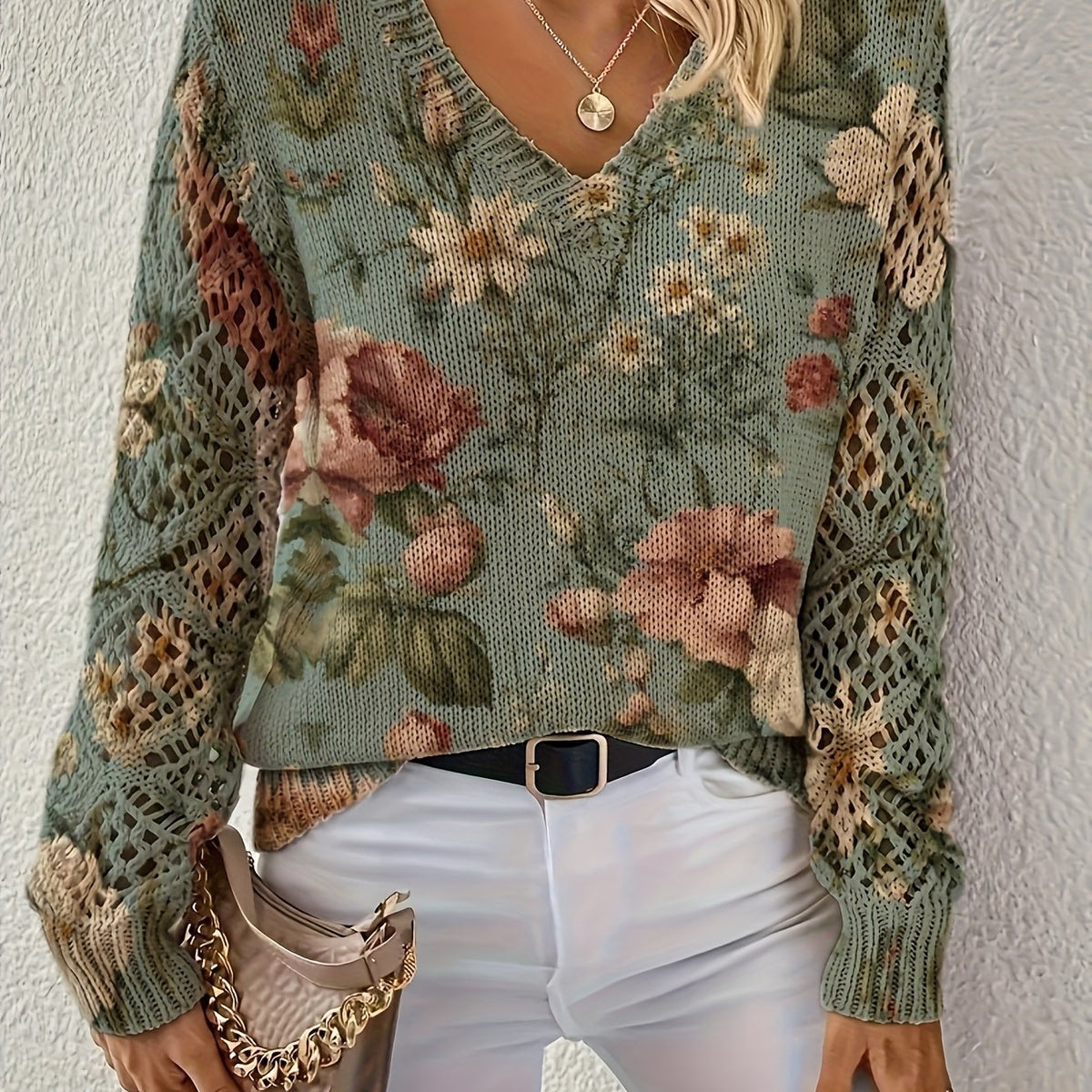 Bohemian Floral Lace V-Neck Top