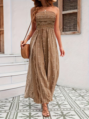 Elegant Beige & Golden Tone Dress