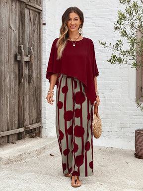 Elegant Asymmetric Hem Top & Pants Set