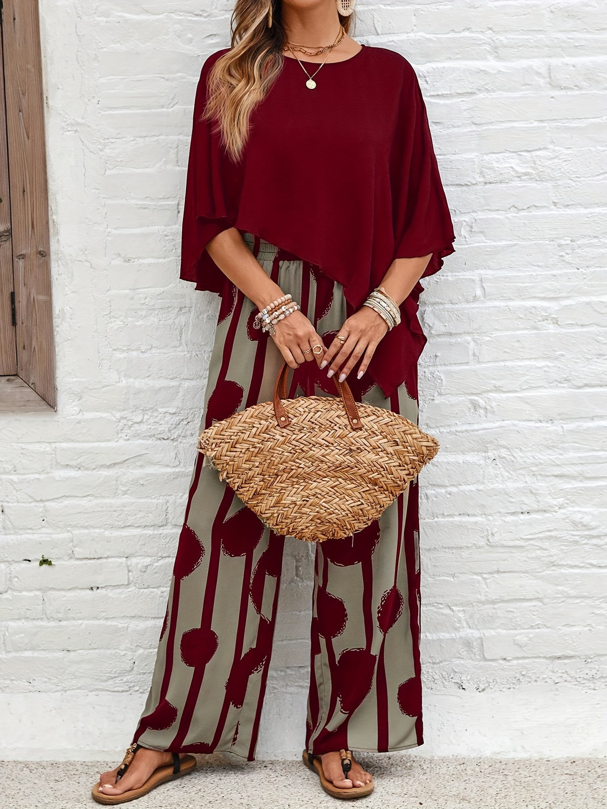 Elegant Asymmetric Hem Top & Pants Set