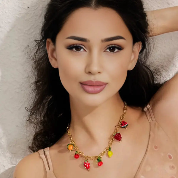 18K Gold Plated Fruit Charms Necklace
