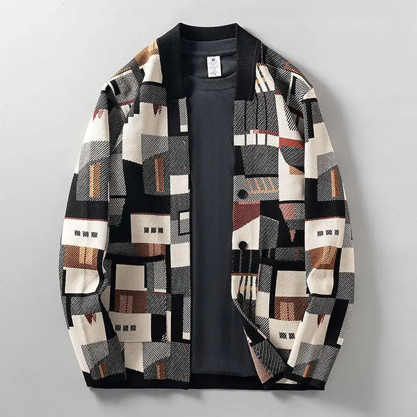 Abstract Wool Knitted Cardigan