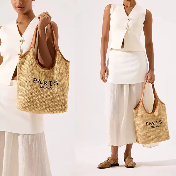 SunsetChic Straw Shoulder Bag