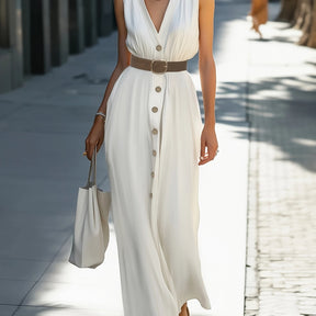 Elegant V-Neck Sleeveless Dress