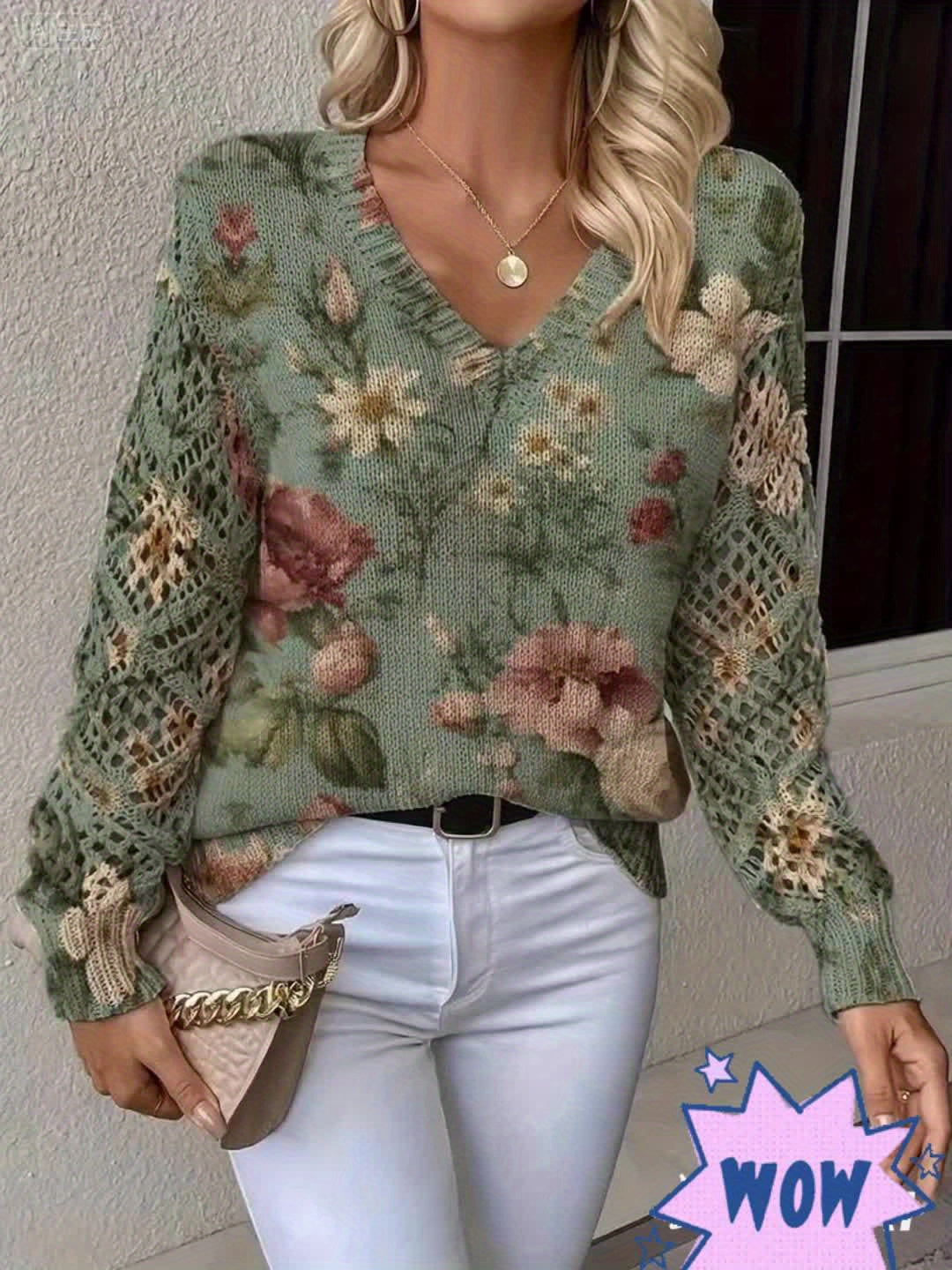 Bohemian Floral Lace V-Neck Top