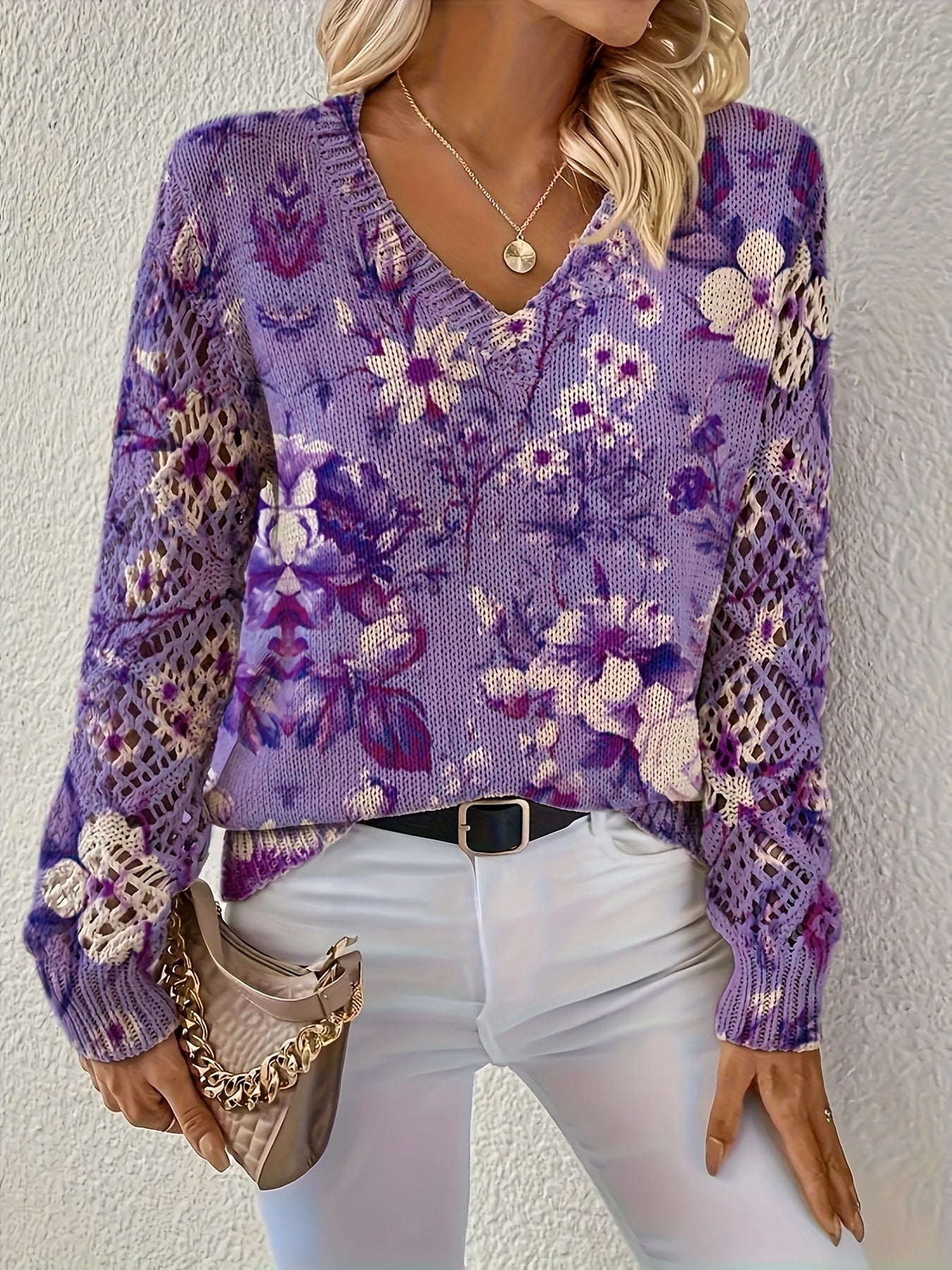 Bohemian Floral Lace V-Neck Top