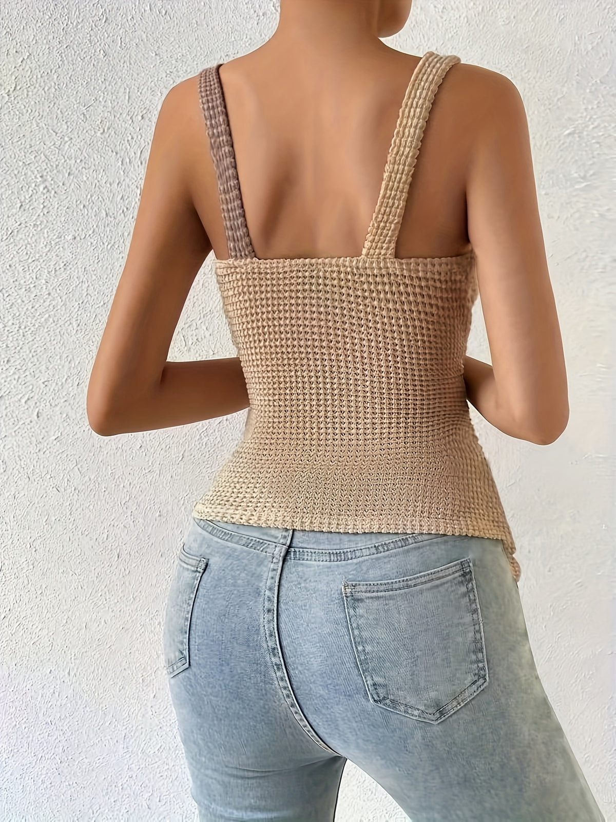 Two-Tone Asymmetrical Drawstring Top