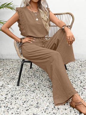 Chic Lace Contrast Shorts Set