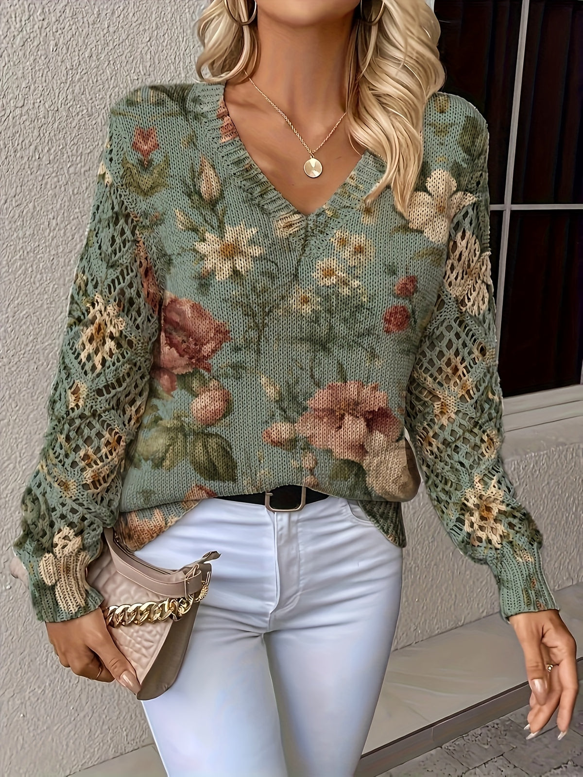 Bohemian Floral Lace V-Neck Top