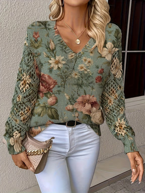 Bohemian Floral Lace V-Neck Top