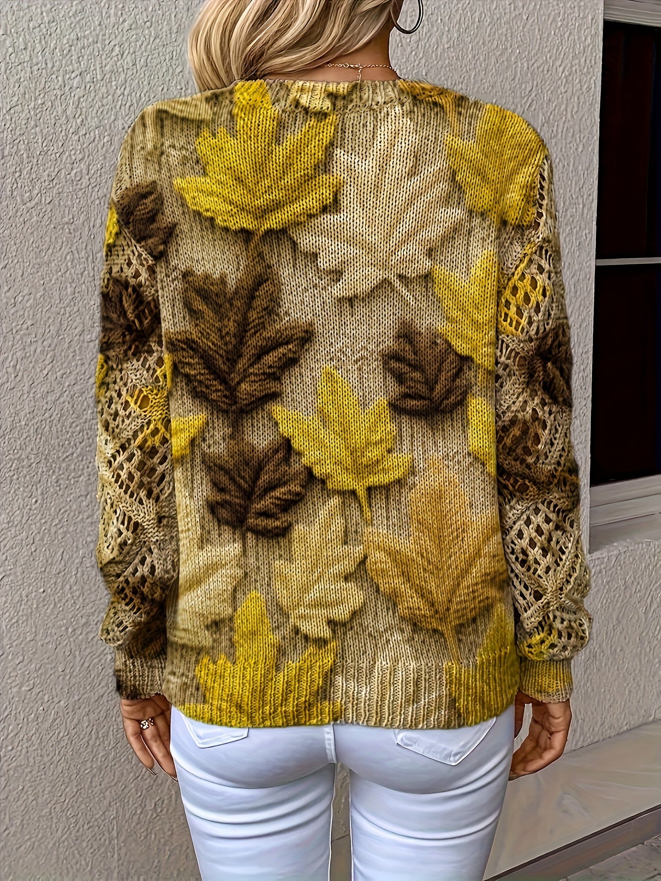 Bohemian V-Neck Maple Leaf Sweater